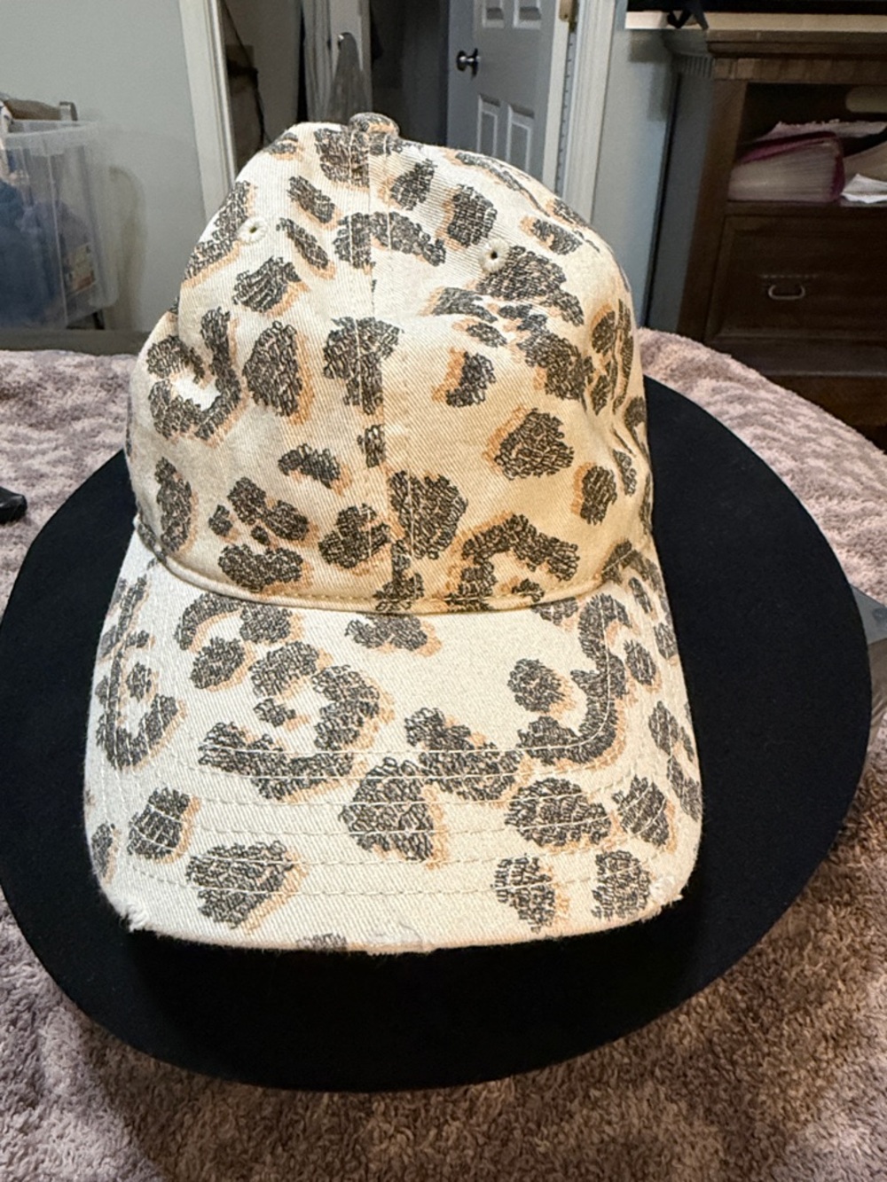 aerie Leopard Print Baseball Cap in Cream and Black